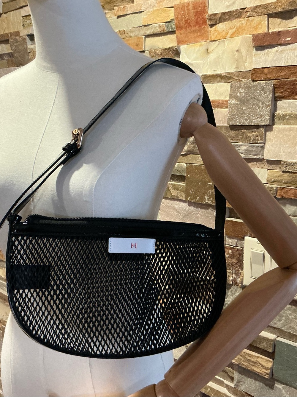 Carolina Herrera Good Girl Black Mesh Shoulder Bag/Pouch